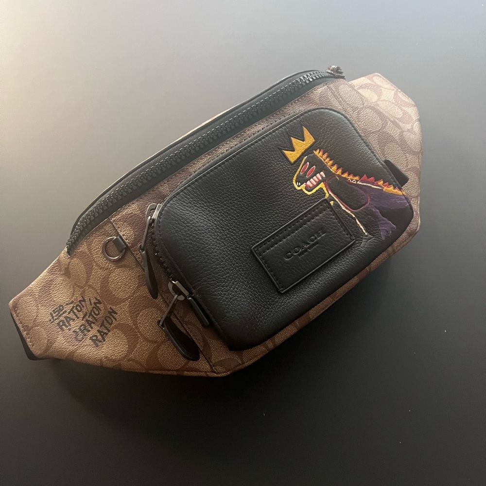 Coach Brown and Black Belt Bag Sleek Design